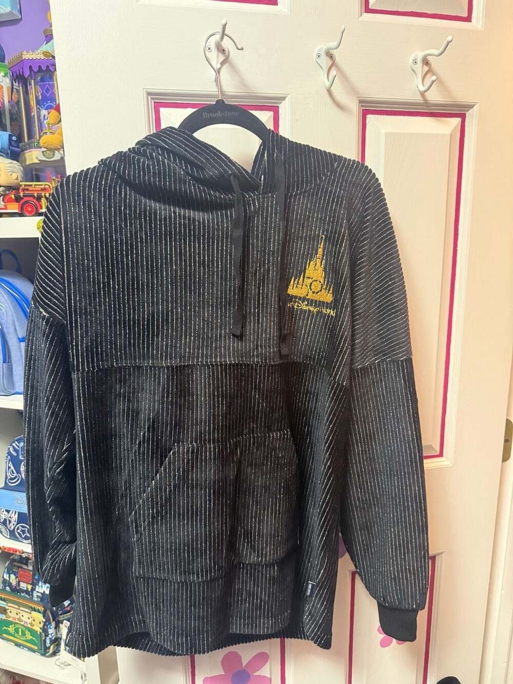 Spirit Jersey Walt Disney World 50th Anniversary Corduroy Hoodie Size S Black